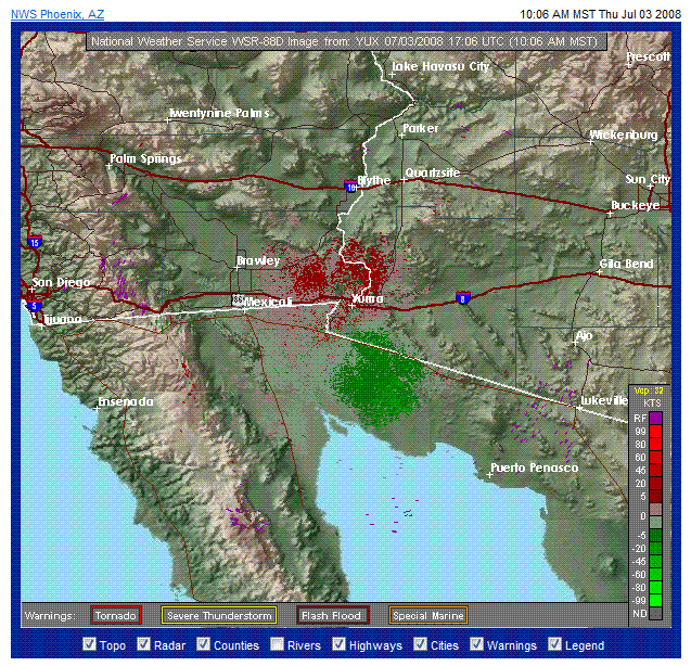 Fig 1 KYUX base velocity 17Z July 08